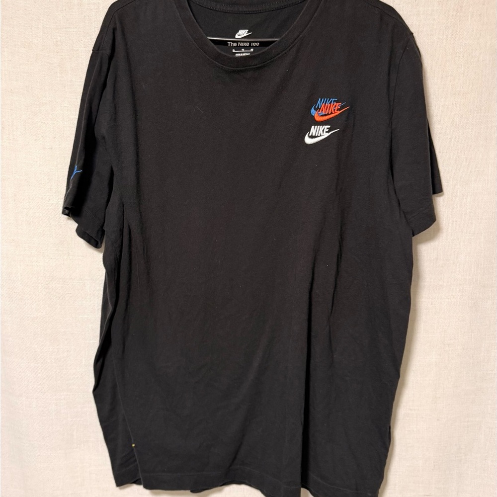 Nike Men's Black Tee with Red and White Logo